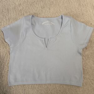 Aeropostale Seriously Soft Seamless Short Sleeve Cropped Top Tee Shirt Xl Blue